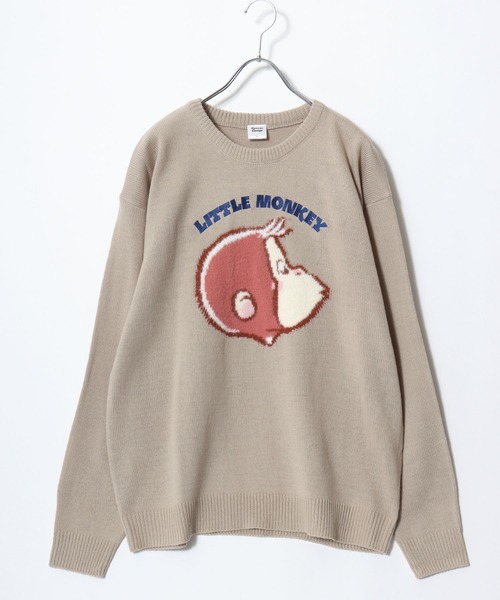 MARUKAWA(マルカワ)の「Curious George/おさるのジョージ オーバーサイズ ジャガード刺繍ニット レディース メンズ(ニット/セーター・レディース・アイボリー/ベージュ/スミクロ/ネイビー・L/LL/M)」の8枚目の写真