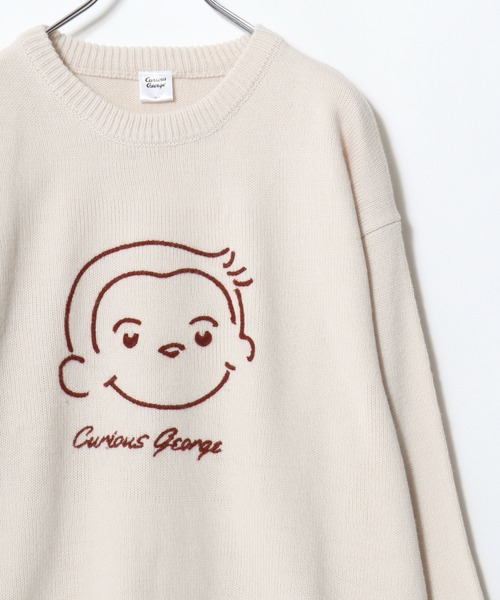 MARUKAWA(マルカワ)の「Curious George/おさるのジョージ オーバーサイズ ジャガード刺繍ニット レディース メンズ(ニット/セーター・レディース・アイボリー/ベージュ/スミクロ/ネイビー・L/LL/M)」の16枚目の写真