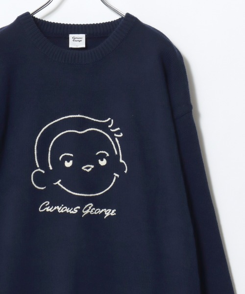 MARUKAWA(マルカワ)の「Curious George/おさるのジョージ オーバーサイズ ジャガード刺繍ニット レディース メンズ(ニット/セーター・レディース・アイボリー/ベージュ/スミクロ/ネイビー・L/LL/M)」の17枚目の写真