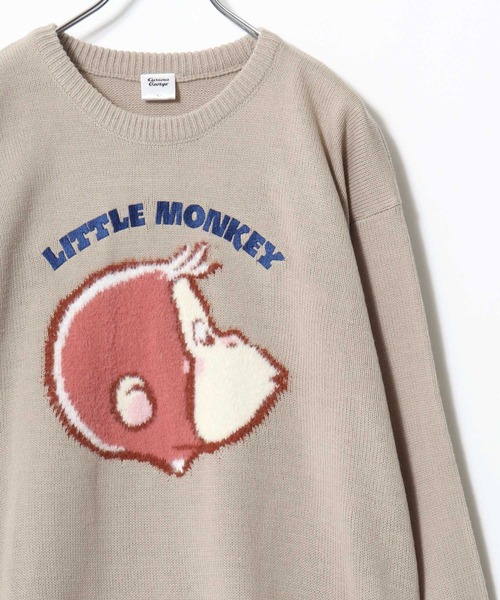 MARUKAWA(マルカワ)の「Curious George/おさるのジョージ オーバーサイズ ジャガード刺繍ニット レディース メンズ(ニット/セーター・レディース・アイボリー/ベージュ/スミクロ/ネイビー・L/LL/M)」の18枚目の写真