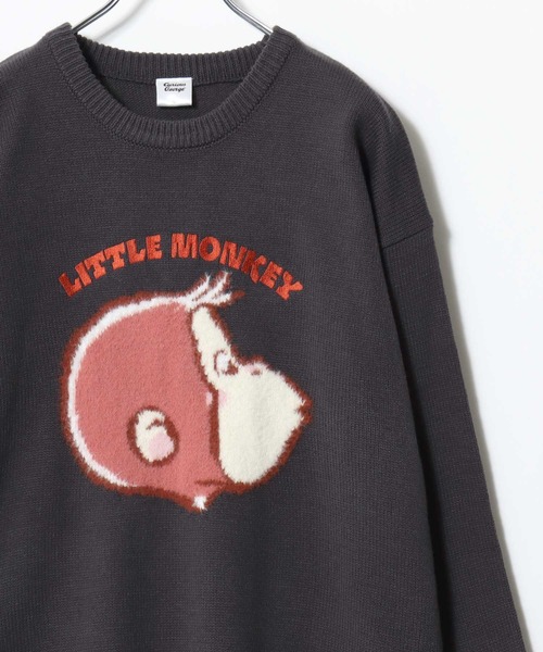 MARUKAWA(マルカワ)の「Curious George/おさるのジョージ オーバーサイズ ジャガード刺繍ニット レディース メンズ(ニット/セーター・レディース・アイボリー/ベージュ/スミクロ/ネイビー・L/LL/M)」の19枚目の写真