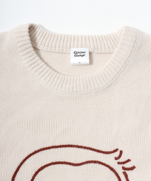MARUKAWA(マルカワ)の「Curious George/おさるのジョージ オーバーサイズ ジャガード刺繍ニット レディース メンズ(ニット/セーター・レディース・アイボリー/ベージュ/スミクロ/ネイビー・L/LL/M)」の9枚目の写真