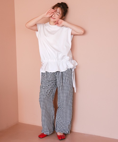DONOBAN（ドノバン）の「ギンガムタックパンツ（その他パンツ・レディース・ブラック・LONG/SHORT）」の2枚目の写真