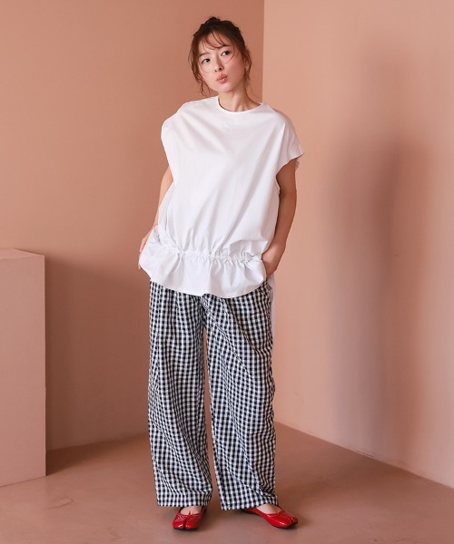 DONOBAN（ドノバン）の「ギンガムタックパンツ（その他パンツ・レディース・ブラック・LONG/SHORT）」の3枚目の写真