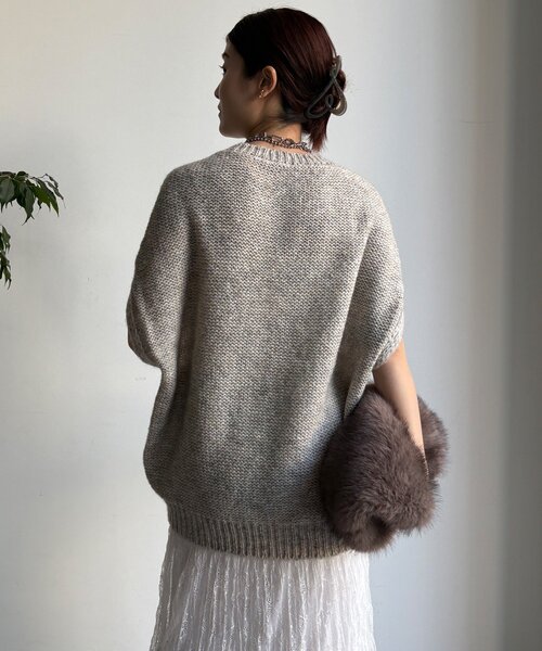 DouDou（ドゥドゥ）の「【新色追加/WEB限定】 ダブルジップ変形ベスト（カーディガン/ボレロ・レディース・ブラック/アイボリー/グレー/ブラウン・FREE）」の5枚目の写真