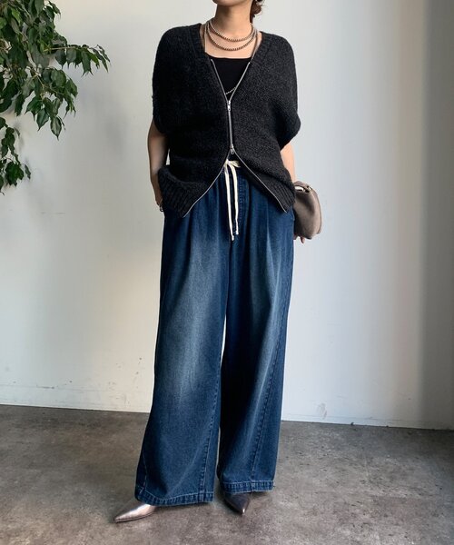 新色追加/WEB限定】 ダブルジップ変形ベスト（カーディガン/ボレロ