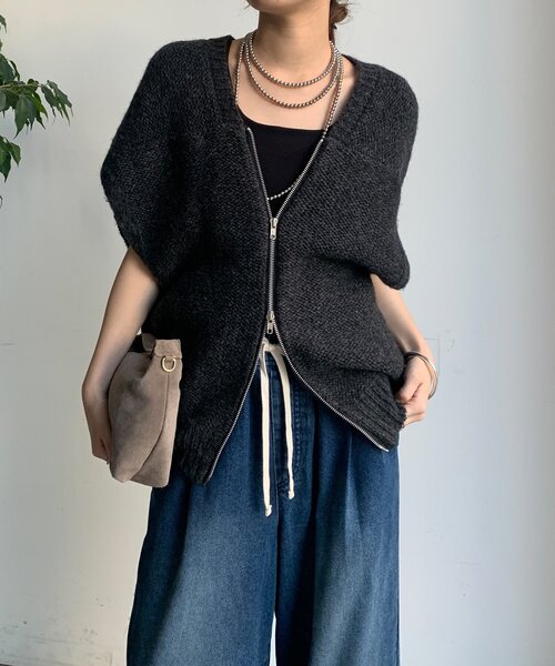 新品☆DOU DOU【WEB限定】 ダブルジップ変形ベスト DOUDOU｜【完売カラー再追加!/WEB限定】 ダブルジップ変形ベスト