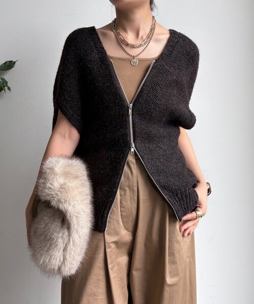 新色追加/WEB限定】 ダブルジップ変形ベスト（カーディガン/ボレロ