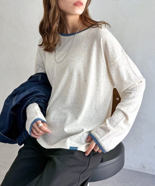 CPCM(シーピーシーエム)の「スラブシアーロンT(Tシャツ/カットソー・レディース・ブルー系その他/ブラック/ホワイト系その他/ベージュ系その他/レッド系その他/オフホワイト・MEDIUM/LARGE)」の1枚目の写真