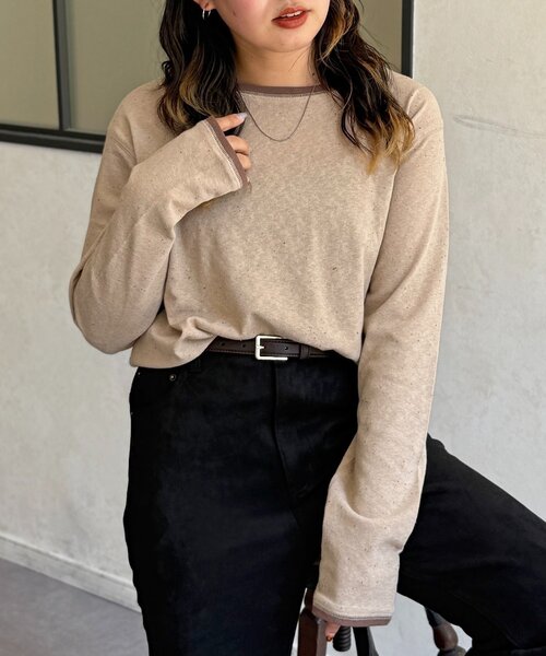 CPCM(シーピーシーエム)の「スラブシアーロンT(Tシャツ/カットソー・レディース・ブルー系その他/ブラック/ホワイト系その他/ベージュ系その他/レッド系その他/オフホワイト・MEDIUM/LARGE)」の4枚目の写真