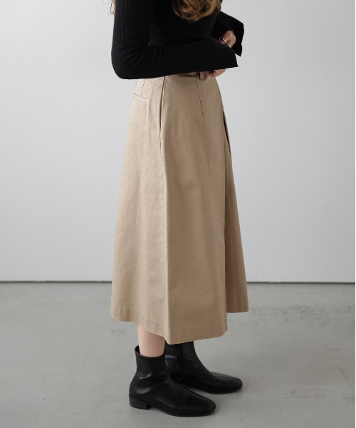 ストレッチツイルミディ丈スカート（スカート）｜La-gemme（ラジェム