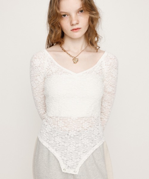 セール】LACE BODY SUITS レース ボディスーツ 秋服（Tシャツ