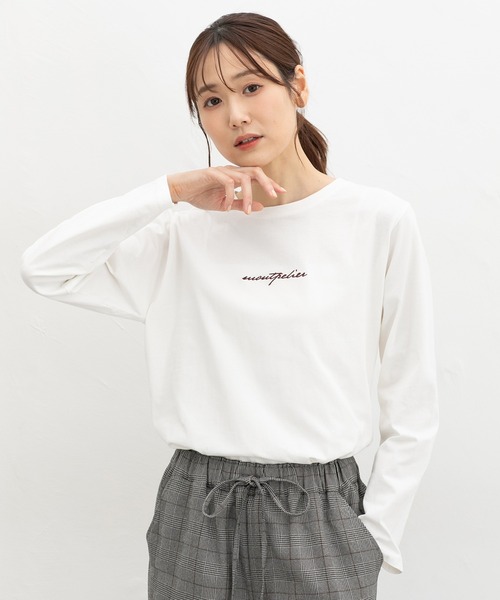 Honeys(ハニーズ)の「ロゴ刺繍Tシャツ(Tシャツ/カットソー・レディース・グリーン/ブラウン/ベージュ/ブラック/オフホワイト・L/LL/M/S)」の7枚目の写真