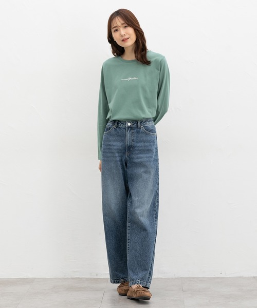 Honeys(ハニーズ)の「ロゴ刺繍Tシャツ(Tシャツ/カットソー・レディース・グリーン/ブラウン/ベージュ/ブラック/オフホワイト・L/LL/M/S)」の12枚目の写真