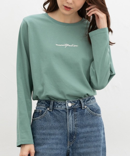 Honeys(ハニーズ)の「ロゴ刺繍Tシャツ(Tシャツ/カットソー・レディース・グリーン/ブラウン/ベージュ/ブラック/オフホワイト・L/LL/M/S)」の14枚目の写真