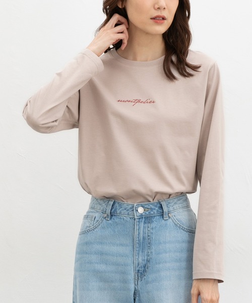 Honeys(ハニーズ)の「ロゴ刺繍Tシャツ(Tシャツ/カットソー・レディース・グリーン/ブラウン/ベージュ/ブラック/オフホワイト・L/LL/M/S)」の18枚目の写真