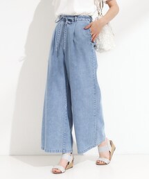 Cutie Blonde | 【セットアップ可/S-LL】リボン付き イージーワイドデニムパンツ(デニムパンツ)