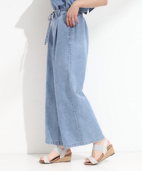 Cutie Blonde（キューティーブロンド）の「【セットアップ可/S-LL】リボン付き イージーワイドデニムパンツ（デニムパンツ・レディース・ブルー/ブラック・03/02/01/04）」の9枚目の写真