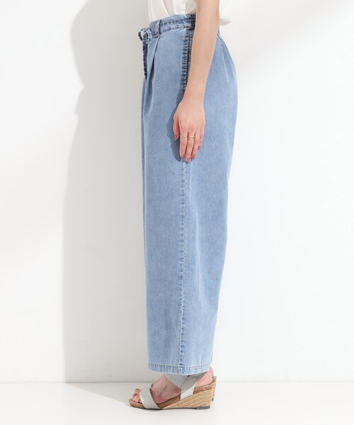 Cutie Blonde（キューティーブロンド）の「【セットアップ可/S-LL】リボン付き イージーワイドデニムパンツ（デニムパンツ・レディース・ブルー/ブラック・03/02/01/04）」の13枚目の写真