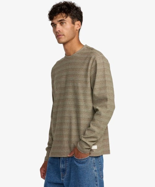 RVCA(ルーカ)の「RVCA メンズ VACANCY LS ロンT 【2025年秋冬モデル】/ルーカネームタグワンポイントボーダー長袖ロンT(Tシャツ/カットソー・メンズ・ブラウン系その他・SMALL/MEDIUM/LARGE/X-LARGE)」の3枚目の写真
