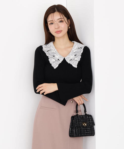 PROPORTION BODY DRESSING（プロポーションボディドレッシング）の「レース襟付きニット / 1215270923（ニット/セーター・レディース・ブラック/ピンク/ダークグレー・FREE）」の7枚目の写真