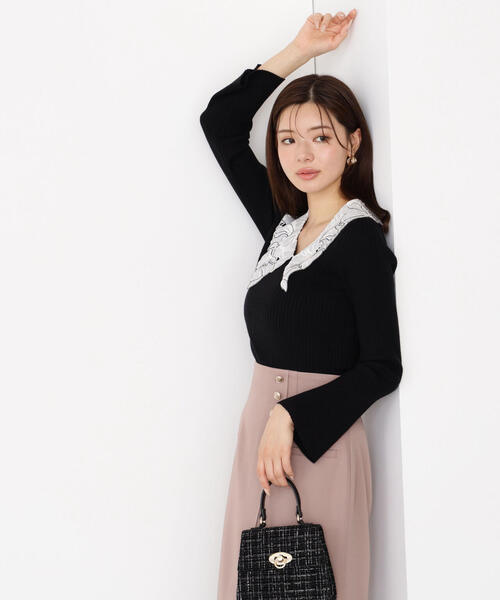 PROPORTION BODY DRESSING（プロポーションボディドレッシング）の「レース襟付きニット / 1215270923（ニット/セーター・レディース・ブラック/ピンク/ダークグレー・FREE）」の8枚目の写真