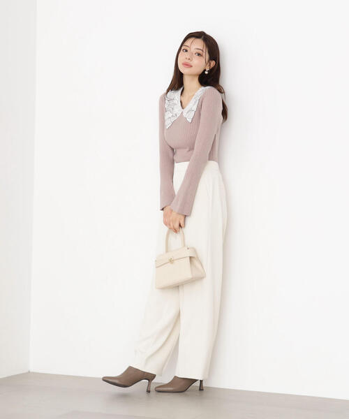 PROPORTION BODY DRESSING（プロポーションボディドレッシング）の「レース襟付きニット / 1215270923（ニット/セーター・レディース・ブラック/ピンク/ダークグレー・FREE）」の4枚目の写真