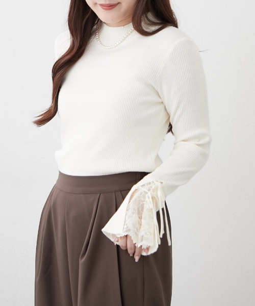 continuer de NICE CLAUP(コンティニューデナイスクラップ)の「袖レース&リボンニットトップス(ニット/セーター・レディース・ピンク/アイボリー/ブラック/トップグレー/ボルドー/ブラウン/サックスブルー/ピンク系その他/ベージュ・FREE)」の10枚目の写真