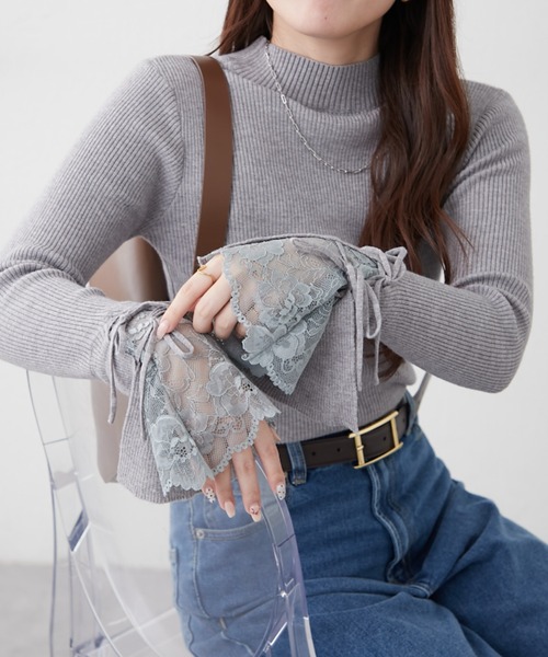 continuer de NICE CLAUP(コンティニューデナイスクラップ)の「袖レース&リボンニットトップス(ニット/セーター・レディース・ピンク/アイボリー/ブラック/トップグレー/ボルドー/ブラウン/サックスブルー/ピンク系その他/ベージュ・FREE)」の14枚目の写真