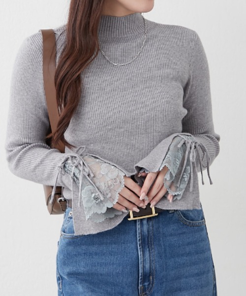 continuer de NICE CLAUP(コンティニューデナイスクラップ)の「袖レース&リボンニットトップス(ニット/セーター・レディース・ピンク/アイボリー/ブラック/トップグレー/ボルドー/ブラウン/サックスブルー/ピンク系その他/ベージュ・FREE)」の19枚目の写真