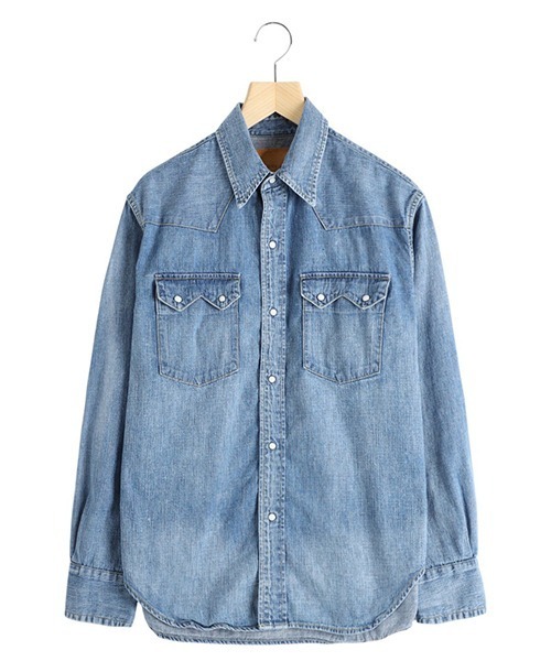 REMI RELIEF（レミレリーフ）の「REMI RELIEF / レミレリーフ：8.5oz DENIM WESTERNSHIRT（ノコギリ型フラップ）：RN28369250[STD]（シャツ/ブラウス・メンズ・ブルー系その他/ブルー・M/S）」の2枚目の写真