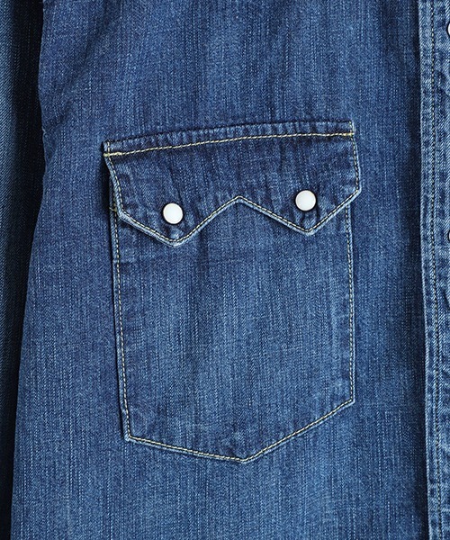 REMI RELIEF（レミレリーフ）の「REMI RELIEF / レミレリーフ：8.5oz DENIM WESTERNSHIRT（ノコギリ型フラップ）：RN28369250[STD]（シャツ/ブラウス・メンズ・ブルー系その他/ブルー・M/S）」の6枚目の写真