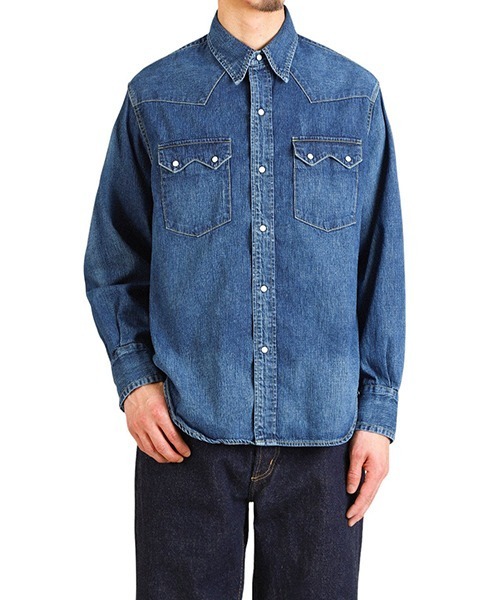 REMI RELIEF（レミレリーフ）の「REMI RELIEF / レミレリーフ：8.5oz DENIM WESTERNSHIRT（ノコギリ型フラップ）：RN28369250[STD]（シャツ/ブラウス・メンズ・ブルー系その他/ブルー・M/S）」の9枚目の写真
