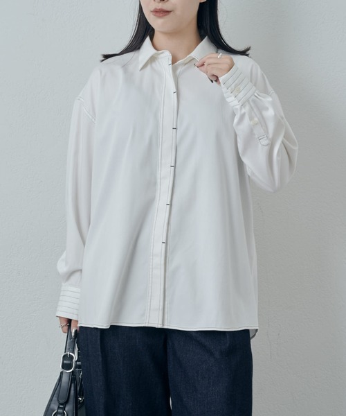 Lui's(ルイス)の「バンブーレーヨンステッチシャツ(シャツ/ブラウス・レディース・ホワイト/ブラック/サックスブルー・FREE)」の5枚目の写真