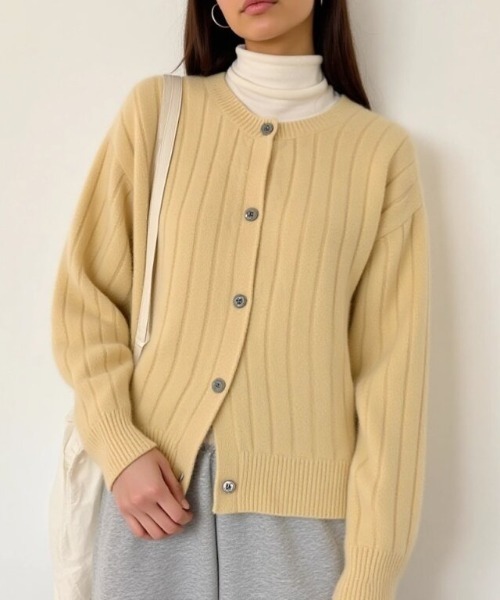 cammie(キャミー)の「モヘヤタッチニットカーディガン(カーディガン/ボレロ・レディース・ブラック/ベージュ/グレー/イエロー・F)」の15枚目の写真