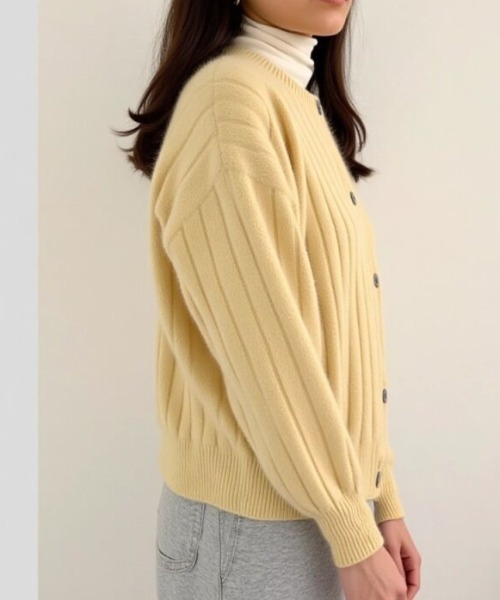 cammie(キャミー)の「モヘヤタッチニットカーディガン(カーディガン/ボレロ・レディース・ブラック/ベージュ/グレー/イエロー・F)」の18枚目の写真