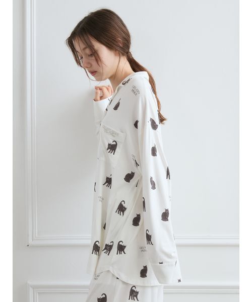 gelato pique（ジェラートピケ）の「CAT総柄シャツ（ルームウェア