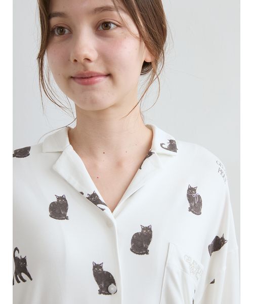 セール】CAT総柄シャツ（ルームウェア/パジャマ）｜gelato pique