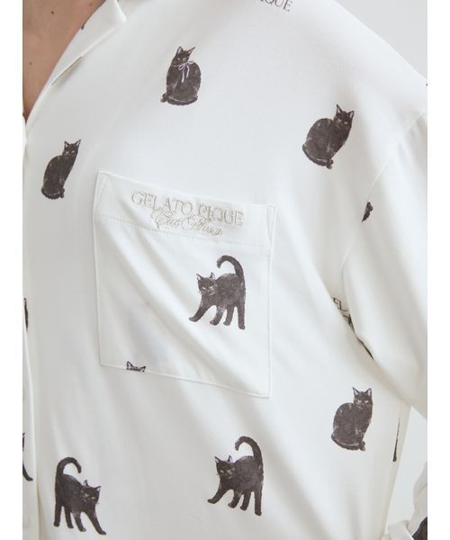 gelato pique（ジェラートピケ）の「CAT総柄シャツ（ルームウェア