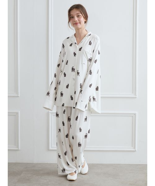gelato pique（ジェラートピケ）の「CAT総柄シャツ（ルームウェア