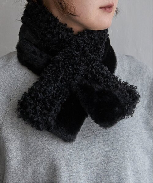 LBC(エルビーシー)の「プードルコンビティペット(マフラー・レディース・キャメル/ブラック/アイボリー・FREE)」の6枚目の写真