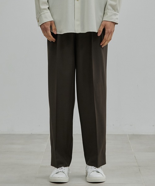 UNITED TOKYO ウールワイドテーパードパンツ　チャコール　金タグ　希少 セール】COMPACT CUPRA 2タックイージーパンツ（スラックス）｜UNITED