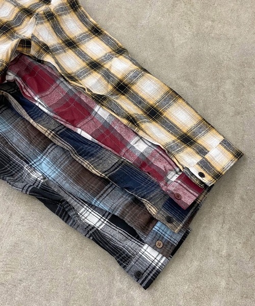 non-hedge(ノンヘッジ)の「ショート丈チェックシャツ(シャツ/ブラウス・レディース・ブラック/イエロー/ネイビー/ワインレッド/ブラウン・FREE)」の8枚目の写真