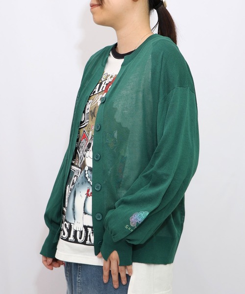 セール】153610：スカラー箔プリント 接触冷感ニットカーディガン