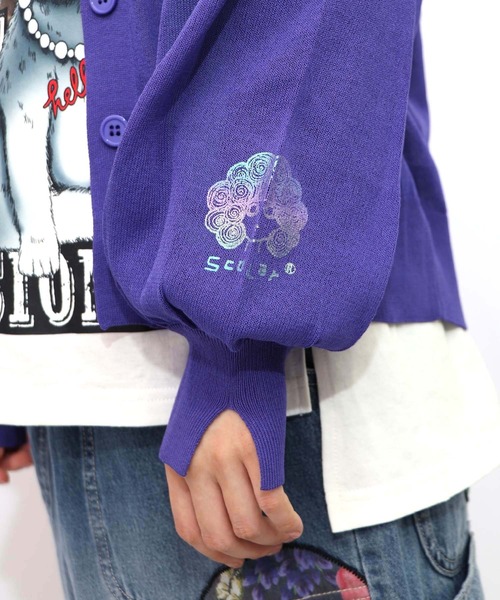 セール】153610：スカラー箔プリント 接触冷感ニットカーディガン