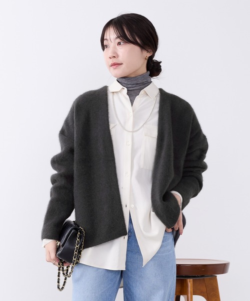 MICA&DEAL（マイカ＆ディール）の「ラクーンデュアルカーディガン（カーディガン/ボレロ・レディース・ブルー/グレー/ベージュ/ワインレッド/チャコールグレー・FREE）」の6枚目の写真