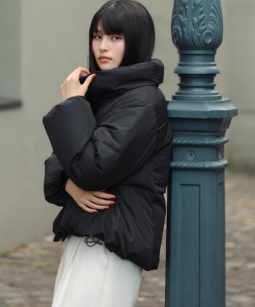 ☆パール&レース装飾☆フランシュリッペ　ダウンジャケット　フード取外し可能　黒 SpRay（スプレイ）の「フード取外しエコダウンジャケット（ダウン