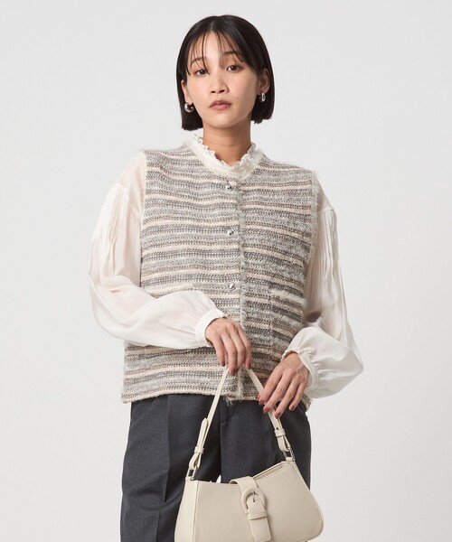 セール】ミックスツイードライク ニット ジレ ベスト（ベスト）｜green