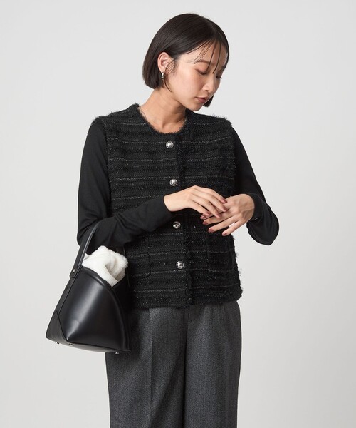 ミックスツイードライク ニット ジレ ベスト（ベスト）｜green label