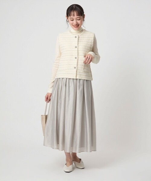 セール】ミックスツイードライク ニット ジレ ベスト（ベスト）｜green